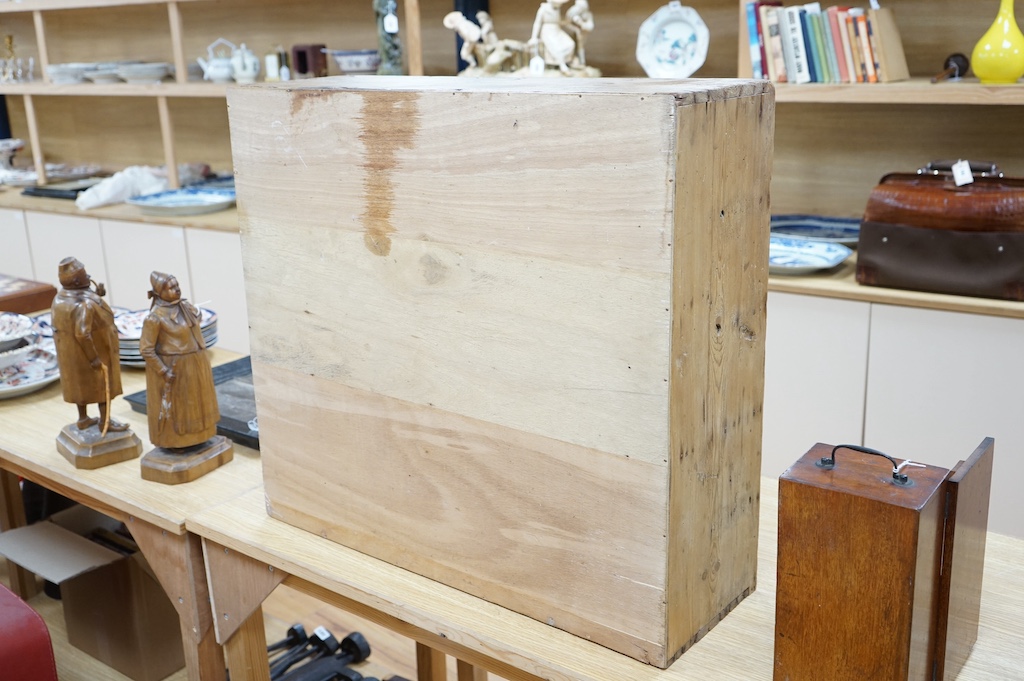 A Victorian stripped pine spice cabinet of twenty six drawers, 68cm wide x 63cm high x 22cm deep. Condition - fair to good